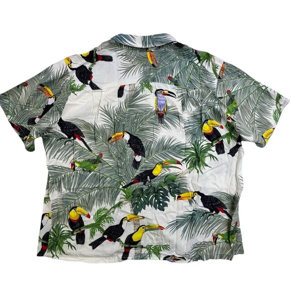 Vintage Paradise Found Hawaiian Shirt Mens Large Toucan Bird Palm All Over Print - Picture 6 of 9